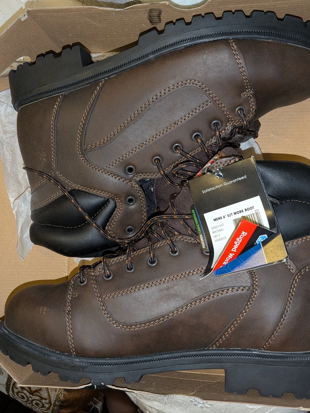 Men's Brown Work Boots - Rugged Lace-Up Safety Boot